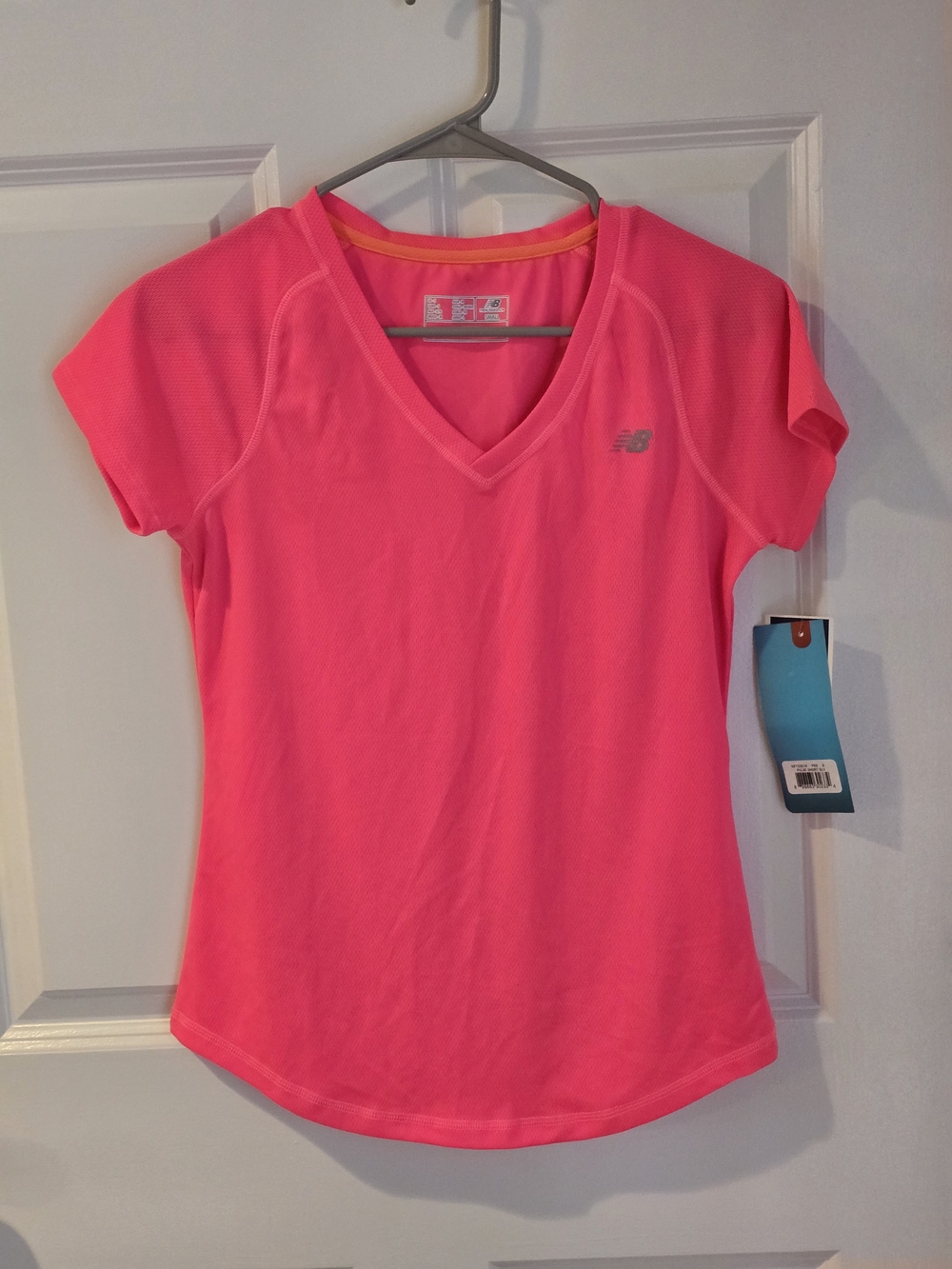 New Balance Women's Neon Pink V-Neck Performance Tee